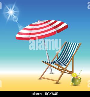 Estate vacanze sfondo realistiche. Illustrazione Vettoriale Illustrazione Vettoriale