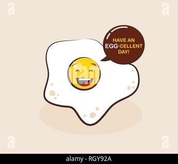 Uovo fritto personaggio dei fumetti illustrazione vettoriale. Emoticon divertenti face icona divertente con il preventivo Illustrazione Vettoriale