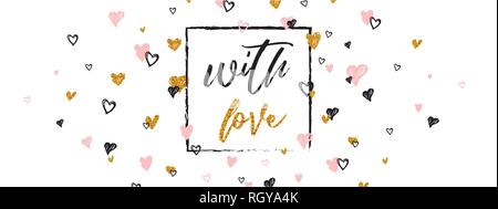 Lettering romantica banner per il giorno di San Valentino. Elegand e glitter calligraphy design con la tipografia elemento illustrtion vettore Illustrazione Vettoriale