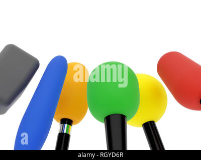 Alta risoluzione microfono. 3d'illustrazione su sfondi bianchi. Foto Stock