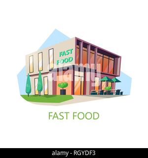 Store o un negozio per il fast food.American cafe edificio Illustrazione Vettoriale