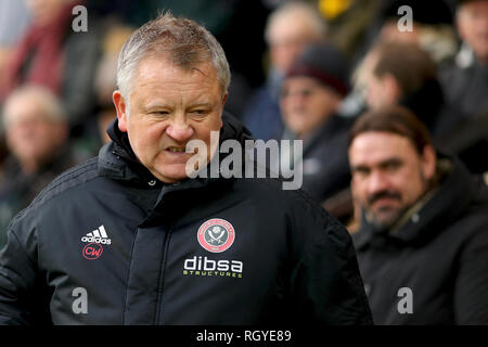 Manager di Sheffield Regno, Chris Wilder - Norwich City v Sheffield Regno, Sky scommessa campionato, Carrow Road, Norwich - 26 gennaio 2019 Editorial Foto Stock