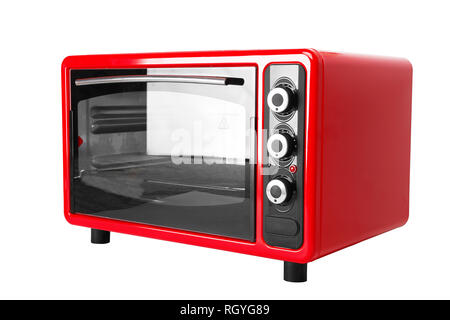 Cucina forno rosso isolato su uno sfondo bianco Foto Stock