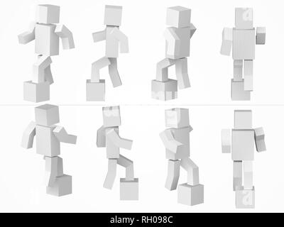 Un carattere di cubi scalata alla casella. 3d semplice di stile carattere cubo illustrazione. Illustrazione Vettoriale