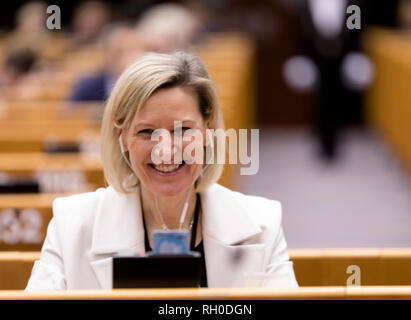 Il 30 gennaio 2019, Belgio, Brüssel: 30.01.2019, il Belgio, Bruxelles: membro tedesco del Parlamento europeo Angelika NIEBLER del cristiano sociale europea (CSU) partecipa a una sessione del Parlamento europeo su Brexit il 30 gennaio 2019 a Bruxelles, in Belgio. Brexit è colloquialmente noto come uscita del Regno Unito dall'Unione europea, e più in particolare la procedura di ritiro iniziato il 29 Marzo 2017 mediante la notifica di cui all'articolo 50 del trattato sull Unione europea. - Nessun filo SERVICE Foto: Thierry Monasse/dpa Foto Stock