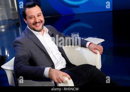 Matteo Salvini Roma il 31 gennaio 2019. Il ministro italiano degli affari interni appare come una valutazione sul programma tv Porta a Porta Foto Samantha Zucchi Insidefoto Foto Stock