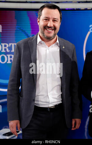Matteo Salvini Roma il 31 gennaio 2019. Il ministro italiano degli affari interni appare come una valutazione sul programma tv Porta a Porta Foto Samantha Zucchi Insidefoto Foto Stock