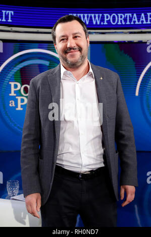 Matteo Salvini Roma il 31 gennaio 2019. Il ministro italiano degli affari interni appare come una valutazione sul programma tv Porta a Porta Foto Samantha Zucchi Insidefoto Foto Stock