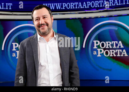 Matteo Salvini Roma il 31 gennaio 2019. Il ministro italiano degli affari interni appare come una valutazione sul programma tv Porta a Porta Foto Samantha Zucchi Insidefoto Foto Stock
