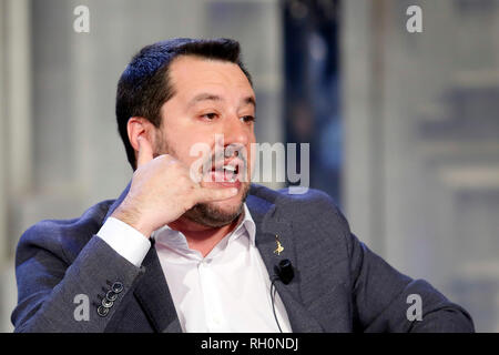 Matteo Salvini Roma il 31 gennaio 2019. Il ministro italiano degli affari interni appare come una valutazione sul programma tv Porta a Porta Foto Samantha Zucchi Insidefoto Foto Stock