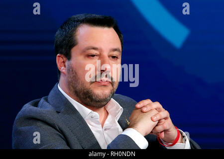 Matteo Salvini Roma il 31 gennaio 2019. Il ministro italiano degli affari interni appare come una valutazione sul programma tv Porta a Porta Foto Samantha Zucchi Insidefoto Foto Stock
