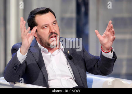 Matteo Salvini Roma il 31 gennaio 2019. Il ministro italiano degli affari interni appare come una valutazione sul programma tv Porta a Porta Foto Samantha Zucchi Insidefoto Foto Stock