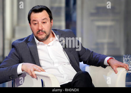 Matteo Salvini Roma il 31 gennaio 2019. Il ministro italiano degli affari interni appare come una valutazione sul programma tv Porta a Porta Foto Samantha Zucchi Insidefoto Foto Stock