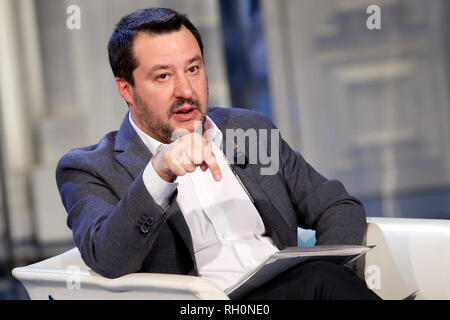 Matteo Salvini Roma il 31 gennaio 2019. Il ministro italiano degli affari interni appare come una valutazione sul programma tv Porta a Porta Foto Samantha Zucchi Insidefoto Foto Stock