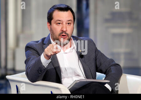 Matteo Salvini Roma il 31 gennaio 2019. Il ministro italiano degli affari interni appare come una valutazione sul programma tv Porta a Porta Foto Samantha Zucchi Insidefoto Foto Stock