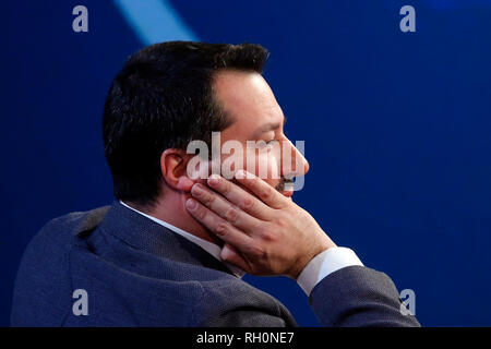 Matteo Salvini Roma il 31 gennaio 2019. Il ministro italiano degli affari interni appare come una valutazione sul programma tv Porta a Porta Foto Samantha Zucchi Insidefoto Foto Stock