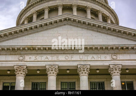 Vista in dettaglio della iconico dello stato dello Utah edificio di capitale Foto Stock