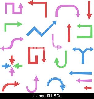 Colorate frecce piatte. Set di icone Illustrazione Vettoriale