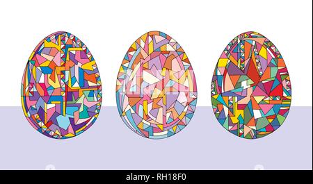 Le uova di Pasqua insieme illustrazioni vettoriali. Disegnato a mano vacanze astratto raccolta di oggetti in stile contemporaneo. Illustrazione Vettoriale
