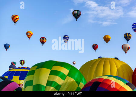 I palloni ad aria calda, Albuquerque International Balloon Fiesta di Albuquerque, Nuovo Messico USA Foto Stock