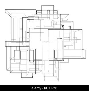 Scatole di wireframe. Stile di disegno Illustrazione Vettoriale