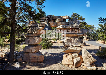 Ingresso dell'Eremita appoggiate sul bordo del Grand Canyon, Arizona, Stati Uniti d'America Foto Stock