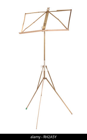 Molto vecchio ottone music stand, isoalted su bianco Foto Stock