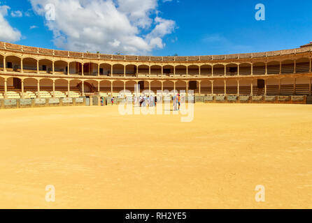 Bull Ring nella storica città fortezza di Ronda- vicino a Malaga, Andalusia, Spagna Foto Stock