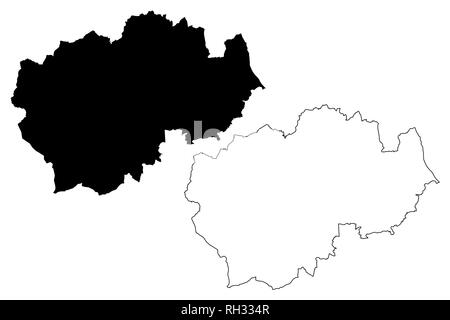 Durham (Regno Unito, Inghilterra, Non-metropolitan county, shire county) mappa illustrazione vettoriale, scribble schizzo della Contea di Durham mappa Illustrazione Vettoriale