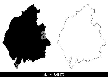 Cumbria (Regno Unito, Inghilterra, Non-metropolitan county, shire county) mappa illustrazione vettoriale, scribble schizzo Cumbria mappa Illustrazione Vettoriale