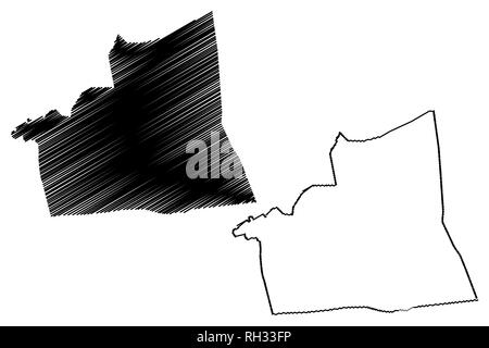 Ismailia Governatorato (Governatorati dell Egitto, Repubblica Araba di Egitto) mappa illustrazione vettoriale, scribble sketch Mappa di Ismailia Illustrazione Vettoriale