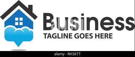 Lo storage cloud home logo vettoriale. Il cloud computing. Lo spazio negativo. Vettore illustrazione isolato Illustrazione Vettoriale