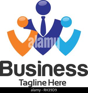 Il lavoro di leadership e di agenzia di reclutamento concetto di logo, persone sociali e lavoro concetto di logo Illustrazione Vettoriale