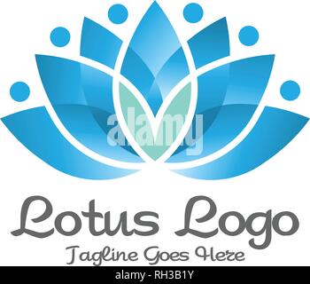 Elegante fiore di loto logo, yoga, spa e wellness vettore di simbolo Illustrazione Vettoriale