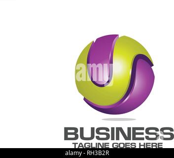 Creative lettera U vettore simbolo del logo nel cerchio colorato Illustrazione Vettoriale