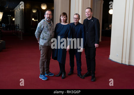 Berlino, Germania. 31 gennaio, 2019. Conferenza stampa presso la Komische Oper circa il futuro della Komische Oper con Barrie Kosky, il dottor Klaus Lderer, Philip Broe re. Credito: Beata Siewicz/Pacific Press/Alamy Live News Foto Stock