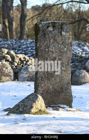 31 Gennaio 2019: Clava Cairns vicino al campo di battaglia di Culloden, una età del Bronzo cimitero complesso di tombe di passaggio, anello cairns, frenare cairns, e pietra permanente Foto Stock