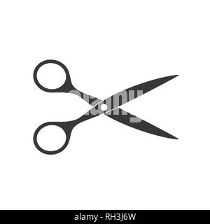 Icona delle forbici illustrazione vettoriale. Concetto di taglio con forbici aperto. Utensile o parrucchiere simbolo del logo Illustrazione Vettoriale