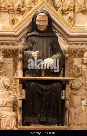 Il monaco nero insegnamento - dettaglio del Lanfranco Settala il sarcofago (opera di Giovanni di Balduccio, XIV C) - Chiesa di San Marco - Milano Foto Stock