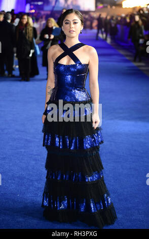 Rosa Salazar frequentando la premiere mondiale di Alita: Battle Angel, tenutosi a l'Odeon Leicester Square a Londra. Foto Stock