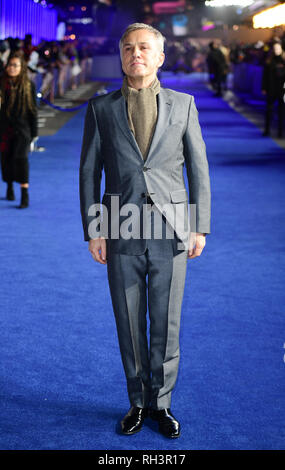 Christoph Waltz frequentando la premiere mondiale di Alita: Battle Angel, tenutosi a l'Odeon Leicester Square a Londra. Foto Stock