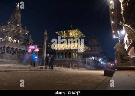 KATHMANDU, NEPAL - 5 maggio: Krishna Mandir in Patan il Jan 16, 2019. Patan è elencato come un patrimonio mondiale dall UNESCO, i templi ha mille anni della sua Foto Stock