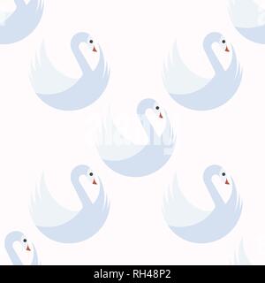 Modello senza cuciture con cigni bianchi in ordine di semi. Vettore Illustrazione Vettoriale