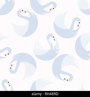 Modello senza cuciture con cigni bianchi in ordine di scacchiera girando aroundVector Illustrazione Vettoriale