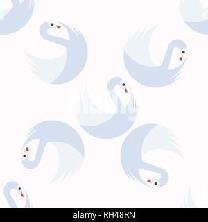 Modello senza cuciture con cigni bianchi in ordine di semi. Vettore Illustrazione Vettoriale