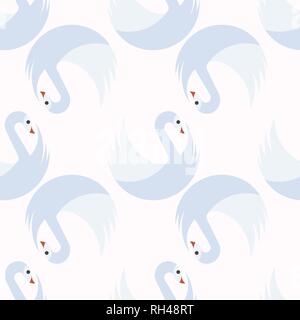 Modello senza cuciture con cigni blu in ordine di scacchiera di girare intorno a. Vettore Illustrazione Vettoriale