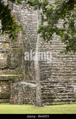 Vista in dettaglio della scala di pietra del tempio Maya di Dzibanche in Messico. Foto Stock