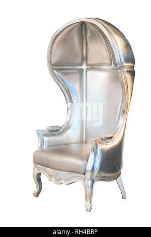 Mezza Cupola, sedia a palloncino trono, imbottiti in tessuto argento Foto Stock
