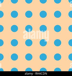 Luce vettore Beige Seamless Pattern con luce blu a pois. In stile vintage background. Illustrazione Vettoriale