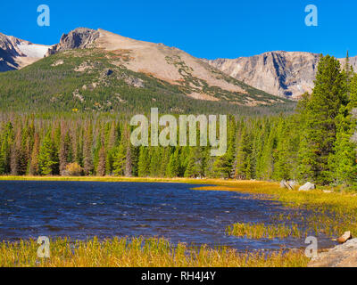 Bierstadt Lago, Bierstadt Lago Trail, Rocky Mountain National Park, Estes Park, COLORADO, Stati Uniti d'America Foto Stock